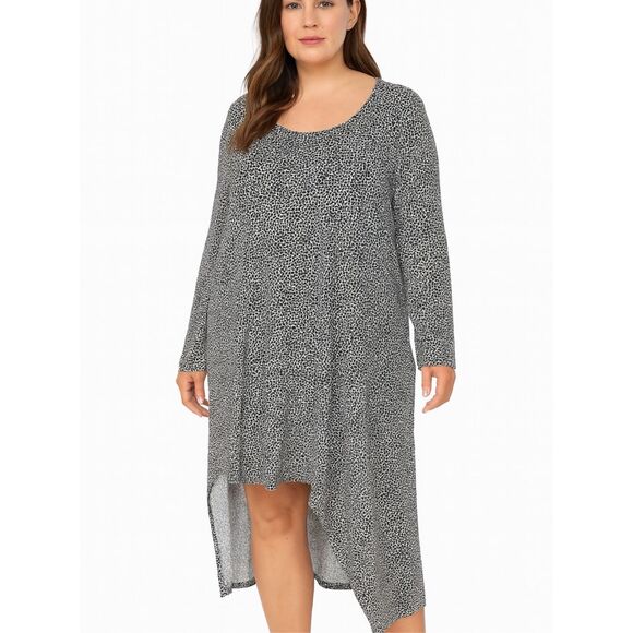 NWOT Alembika Black White Animal Print Asymmetrical Tunic Dress Size 3 (L) - Picture 1 of 8